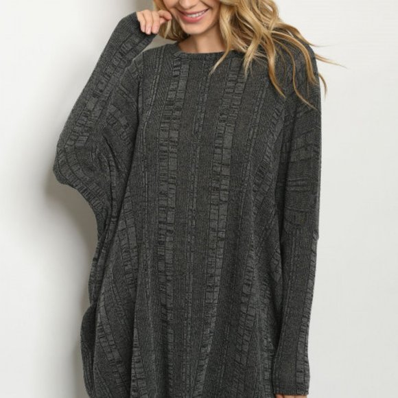 CHARCOAL KNIT TUNIC TOP - Picture 2 of 7